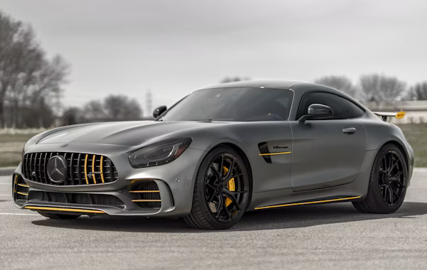 Mercedes AMG GTR wrapped satin gray in Austin TX